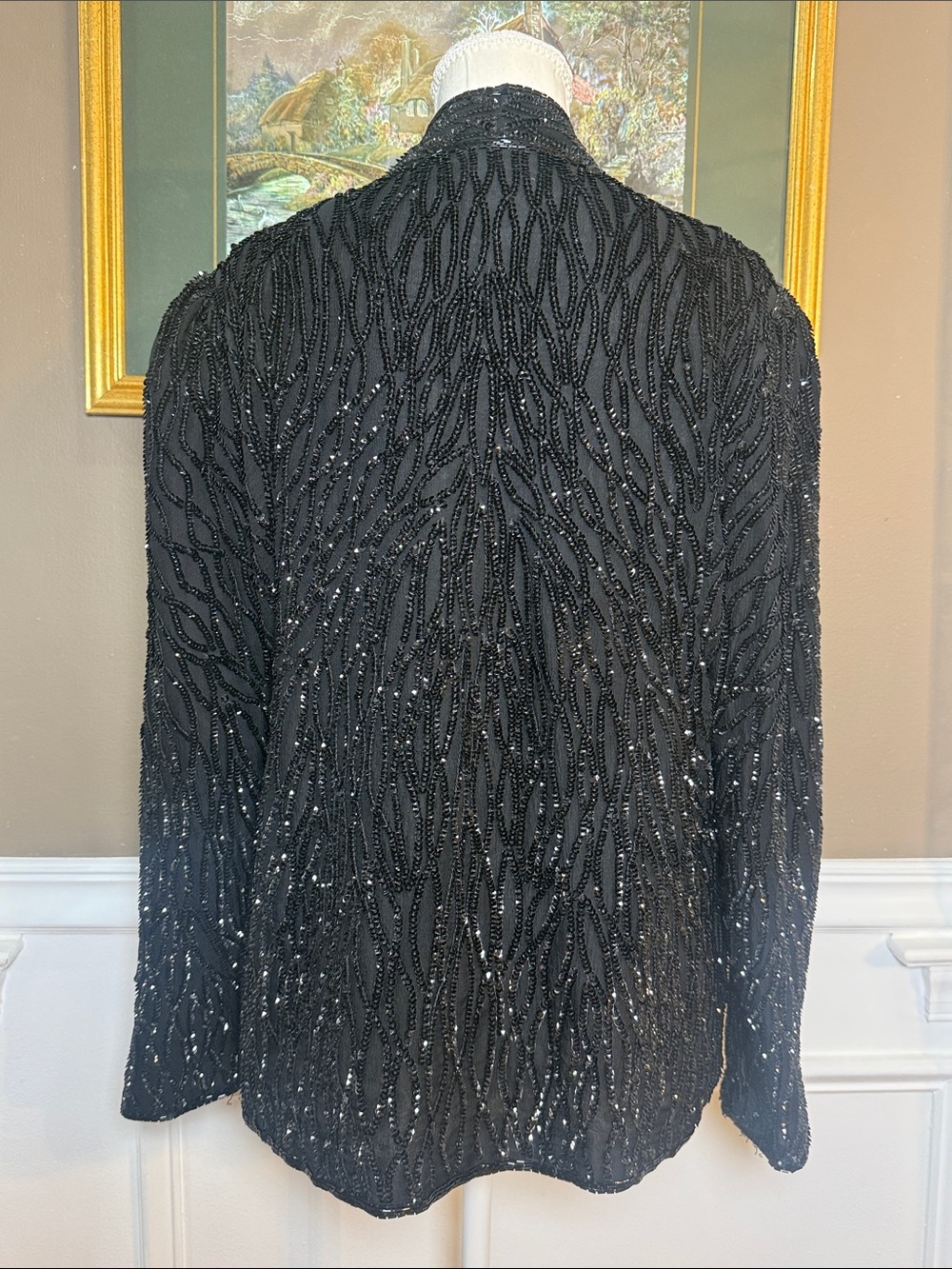 Vintage Leslie Fay Evenings Silk Beaded Sequin Jacket S 80s 90s Formal - Picture 3 of 11